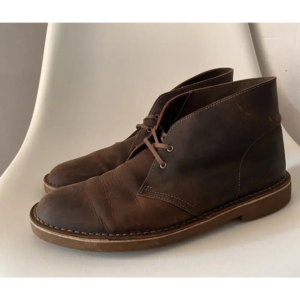 Clarks Bushacre 2 Chukka Boots Mens US 12 Brown Beeswax Leather Lace Up EU 46